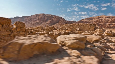 Israel - March, 2011: Daytime time-lapse of the ruins at Qumran.