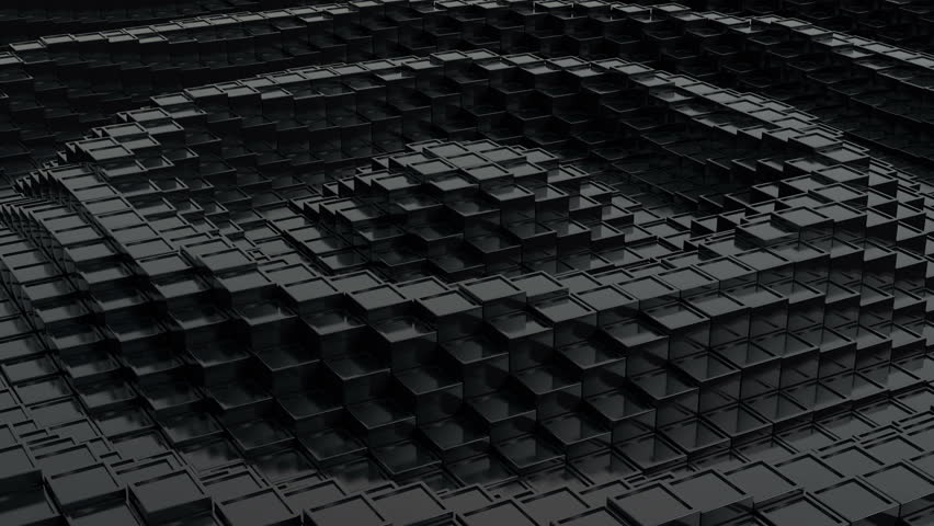 Black cubic surface in motion. Loop ready animation of cubes moving up and down. Royalty-Free Stock Footage #11977358