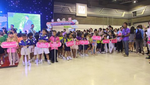 BANGKOK, THAILAND - SEP 19, 2015: student of Pieamsuwan school, Kindergarten in sport competition of thailand. Children are happy. Athletes nursery schools.