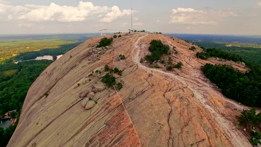 Stone mountain on a bright cloudy day