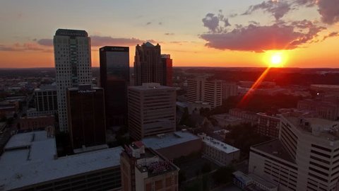 Aerial video of Birmingham Alabama at sunset. circa 2012
