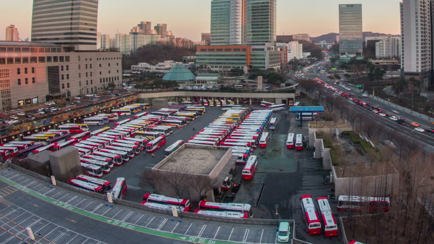 Time lapse of a bus terminal in Seoul Korea.