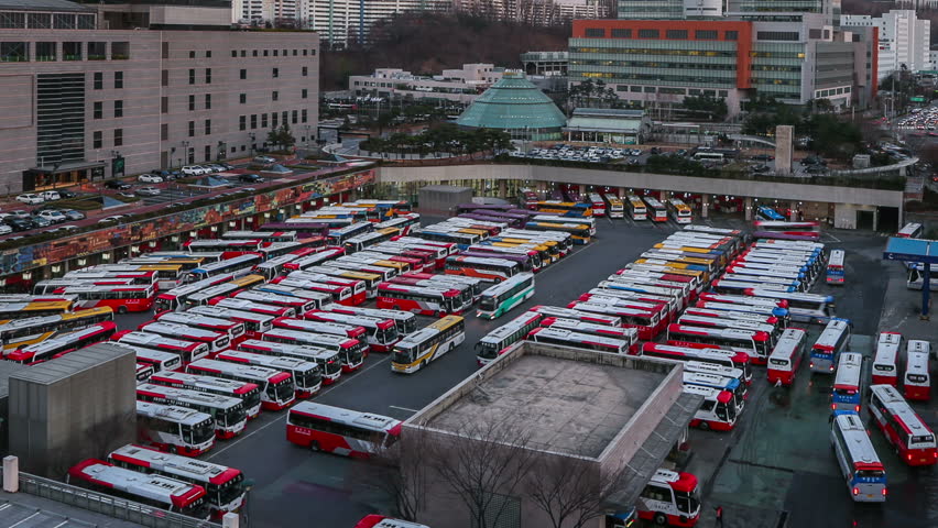 Time lapse of a bus terminal in Seoul Korea.