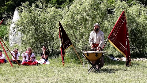 Cossack drums / Zaporozhye, Ukraine June 16, 2015 : sports and cultural events in city parks , performance ensembles , master classes for residents