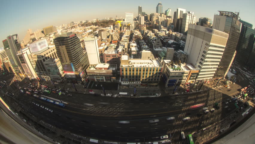 Time lapse of traffic and architecture in Seoul, Korea.