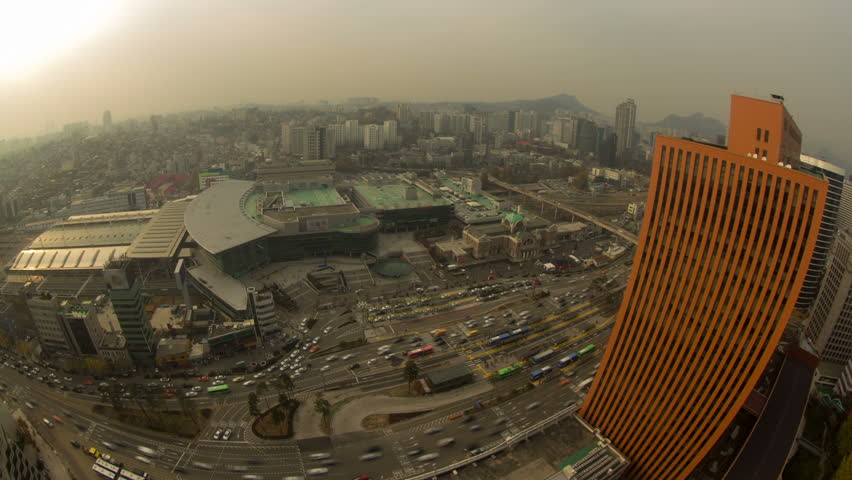 Time lapse of traffic and architecture in Seoul, Korea.