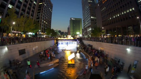 Time lapse of people watching the Lantern Festival in Seoul, Korea.