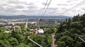 Video shot of OHSU's Tram and downtown south waterfront.