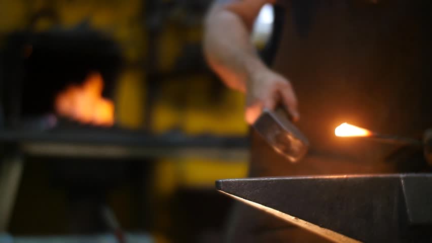 blacksmith forging sword sparks workshop slow Stock Footage Video (100% ...