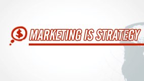 Marketing is Strategy video illustration on white in HD 