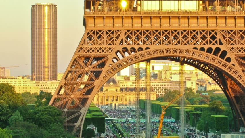 Time lapse of of the Eiffel tower at Sunset.
