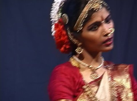 KERALA, INDIA – FEBRUARY 2nd 2000 – A young Bharat Natyam Dancer performing.