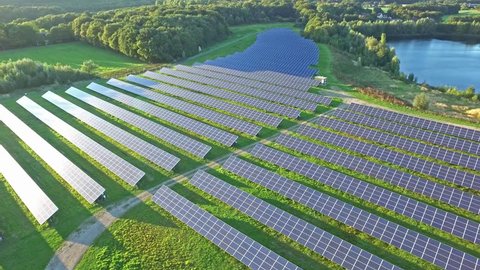 Aerial shot of a photovoltaic power plant