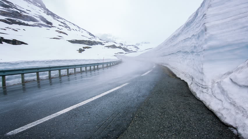 Fog on the road, Norway.