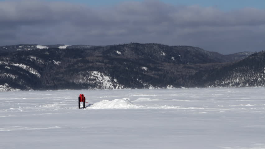 A fishing tip-up used for ice fishing in L