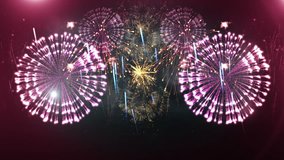 beautiful fireworks explosion 4K. firework show. Synchronized explosions. new year background. christmas celebration. Beautiful snowfall abstract. christmas decorations. moving particles. - Powered by Shutterstock - Get 15% off with code: PIKWIZARD15