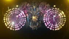beautiful fireworks explosion 4K. firework show. Synchronized explosions. new year background. christmas celebration. Beautiful snowfall abstract. christmas decorations. moving particles. - Powered by Shutterstock - Get 15% off with code: PIKWIZARD15