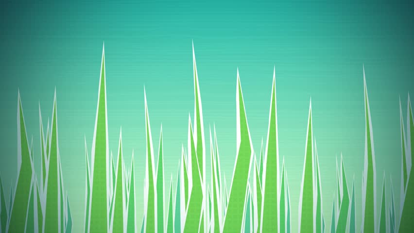 Dynamic graphic animation using paper cutout styled elements to illustrate grass