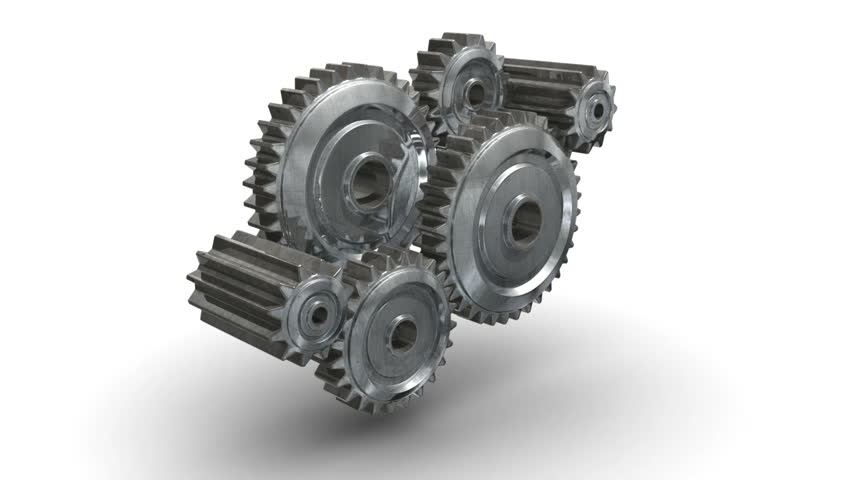 gears cogs and pinions isolated on white background loop-able 