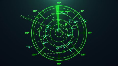 Airport air traffic control radar. Screen. Monitor. Flight control. Security