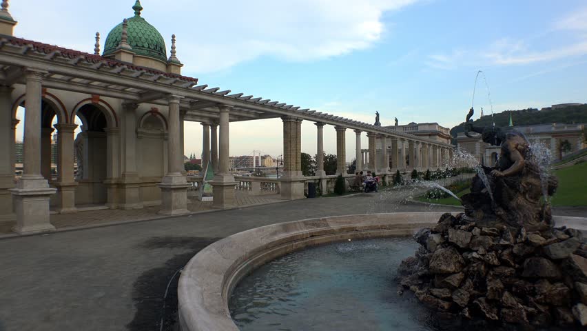 Buda castle Matthias fountain. Hungary. Shot in 4K (ultra-high definition (UHD)).
