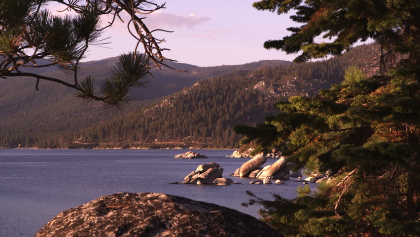 Static shot of Emerald Bay at Lake Tahoe, California.