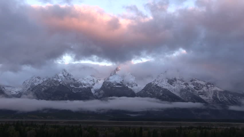 Alpenglow at Sunrise on the Tetons