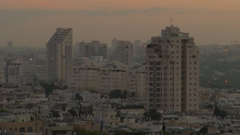 Israel Tel Aviv Sunset over City