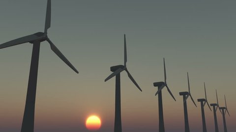 4k Windmill Turbines Clean At Sunrise,Green Wind Energy,new power energy. cg_03006_4k