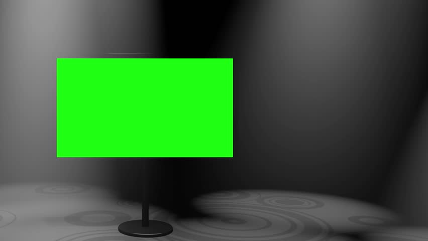 Animated, loop-ready, green screen sequence of a wide screen plasma display