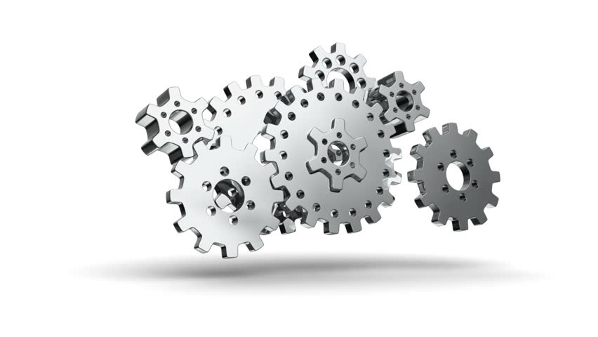 gears cogs and pinions isolated on white background loop-able
