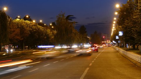 Car traffic on the Jane Sandanski boulevard in Skopje, version 2 (time-lapse footage)
