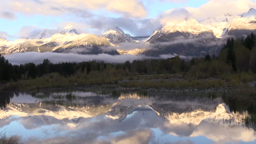 Reflection of the Tetons in Fall at Sunrise