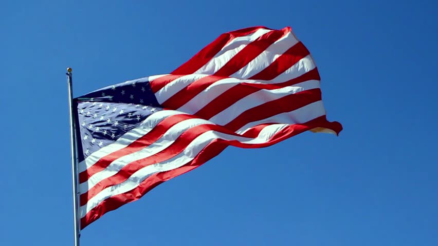 The flag of the United States of America blowing in the wind (slow motion)