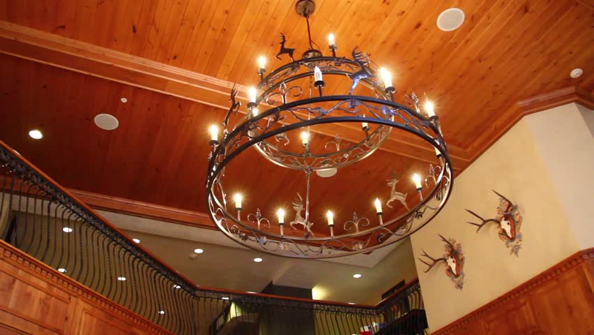 A hotel chandelier