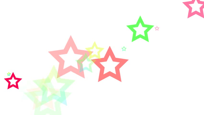 Dynamic graphic animation of random colored stars on a white background. High