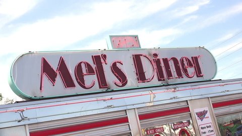 GATLINBURG, TN - CIRCA 2015: Mel's Classic Diner, a classic 50’s diner experience, taken in UHD/4k resolution, on April 20, 2015 in Gatlinburg, Tennessee.