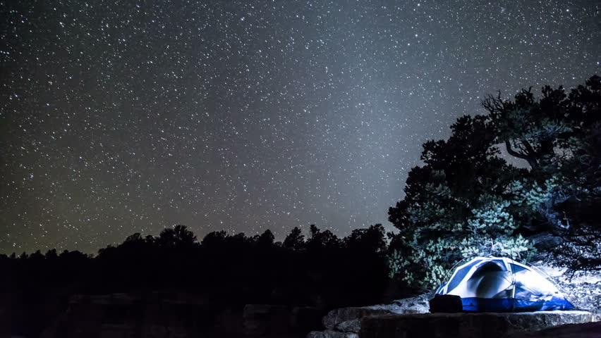 time lapse of stars over the Grand Canyon.