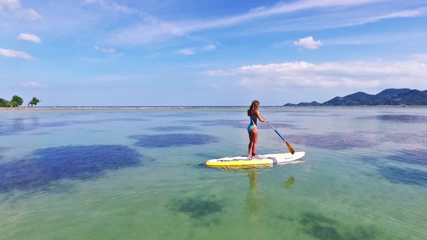 Stand Up Paddle Board Woman Stock Footage Video 100 Royalty Stand Up Paddle Board Woman Stock