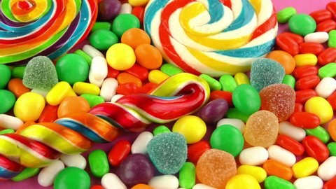 Colorful Candy and Jelly Lollipop and Bonbon Mixed Sweet and Delicious Concept as Background