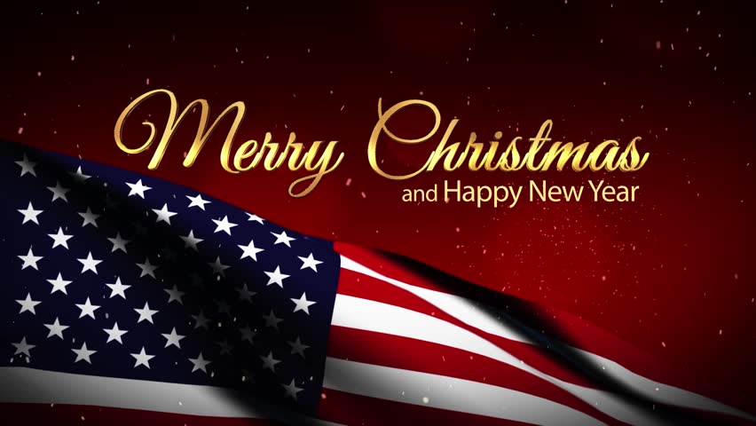 usa flag merry christmas new year Stock Footage Video (100% Royalty