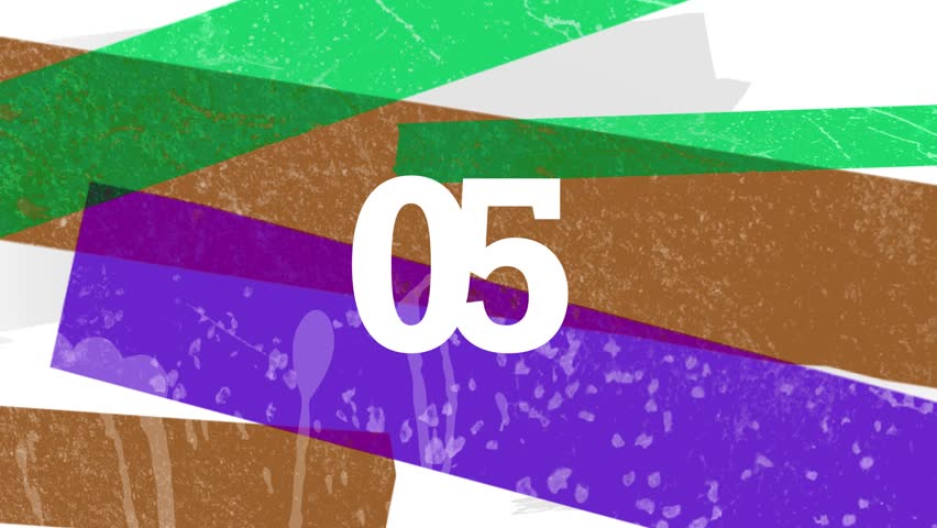 Dynamic graphic animation of a countdown using brush stroked color and