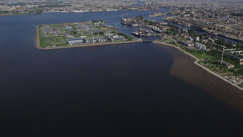 RUSSIA. Saint Petersburg - 2014: Aerial view of the port area