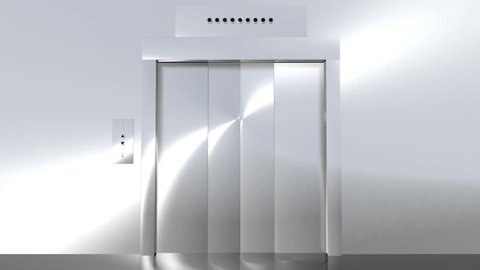 Computer generated animation of a modern elevator going up to green screen. High definition 1080p.