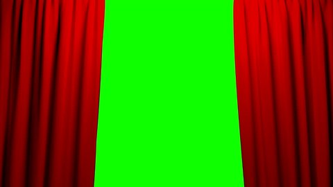 Curtains opening and closing stage theater cinema green screen 4K
