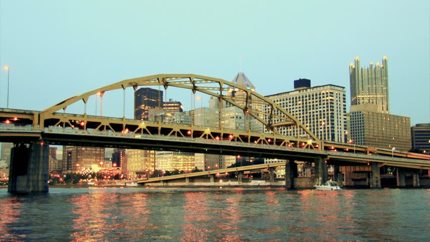 The Pittsburgh skyline.  Early evening.