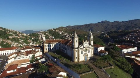 Aerial View of Ouro Preto city, Minas Gerais, Brazil
