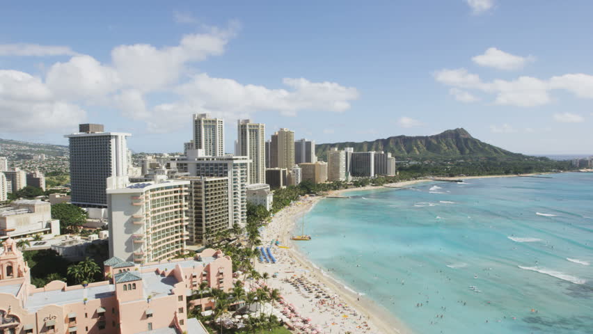 honolulu waikiki beach on oahu hawaii Stock Footage Video (100% Royalty ...