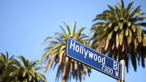 Street sign for Hollywood boulevard Stockvideó