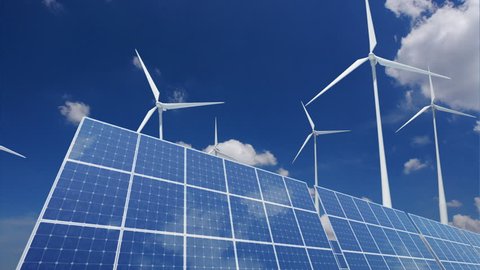 Solar Panels and Wind Turbines. Stockvideó